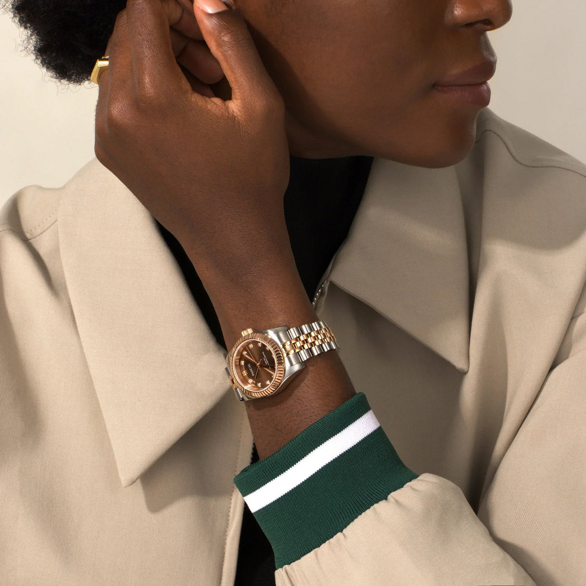 PASCAL Cocoa Timeless Classic Diamond Watch worn on wrist