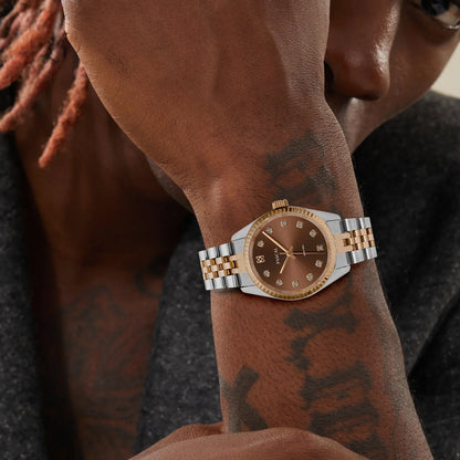 PASCAL Cocoa two-tone watch wrist detail