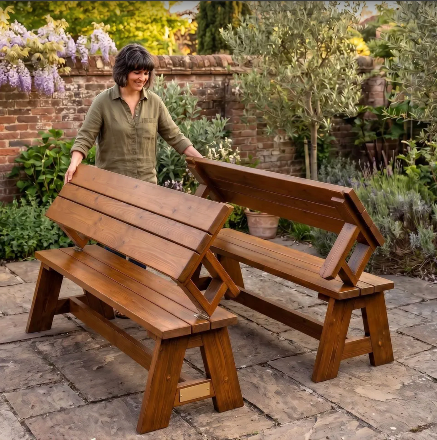 Convert-a-Bench Gen II XL Designer Series Bench-to-Table Modern Outdoor Patio Furniture Stool Chairs