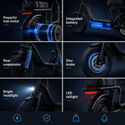 Lavelle 500W Electric Scooter with Seat – 48V Battery, 22 MPH