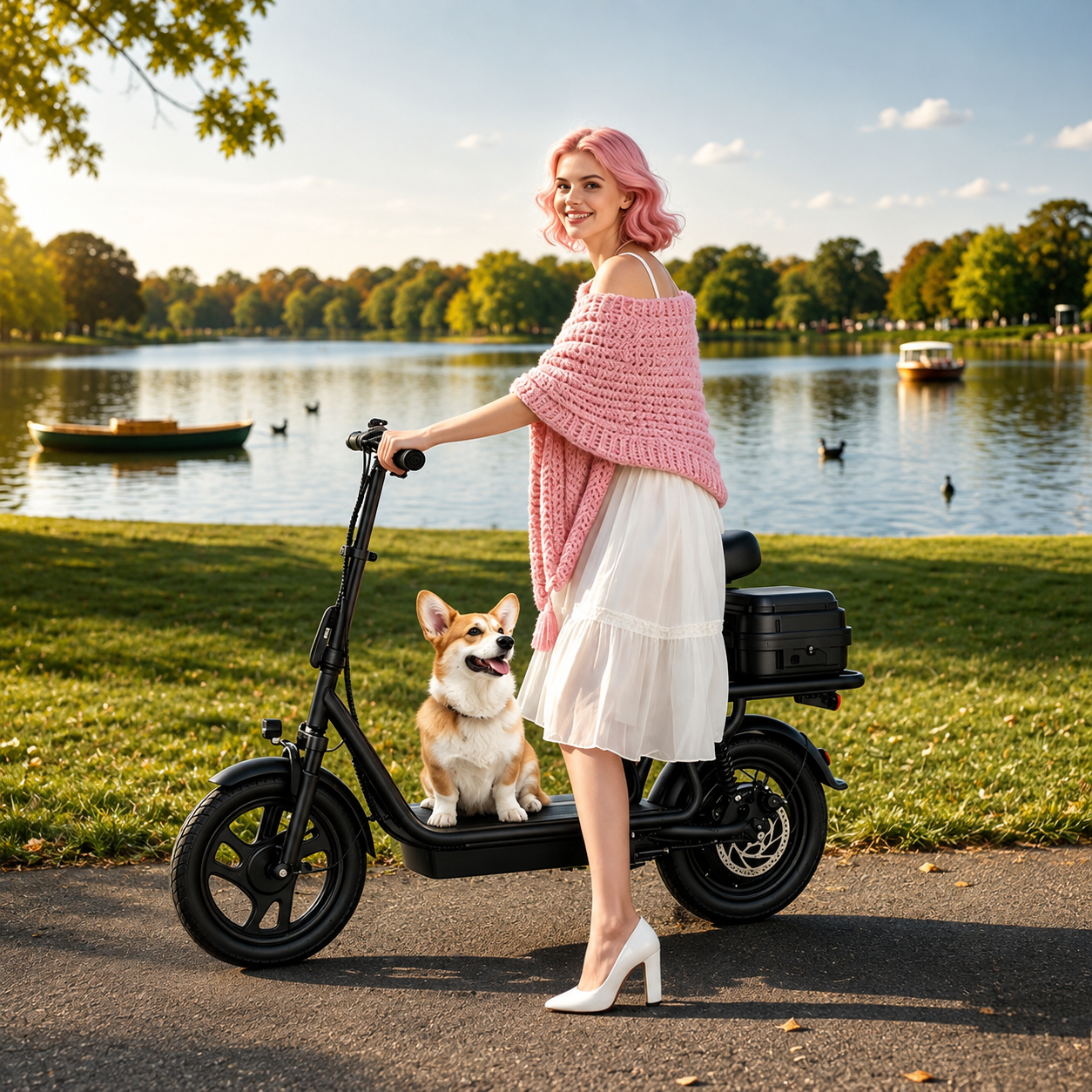 Adjustable and foldable 500W electric scooter with seat