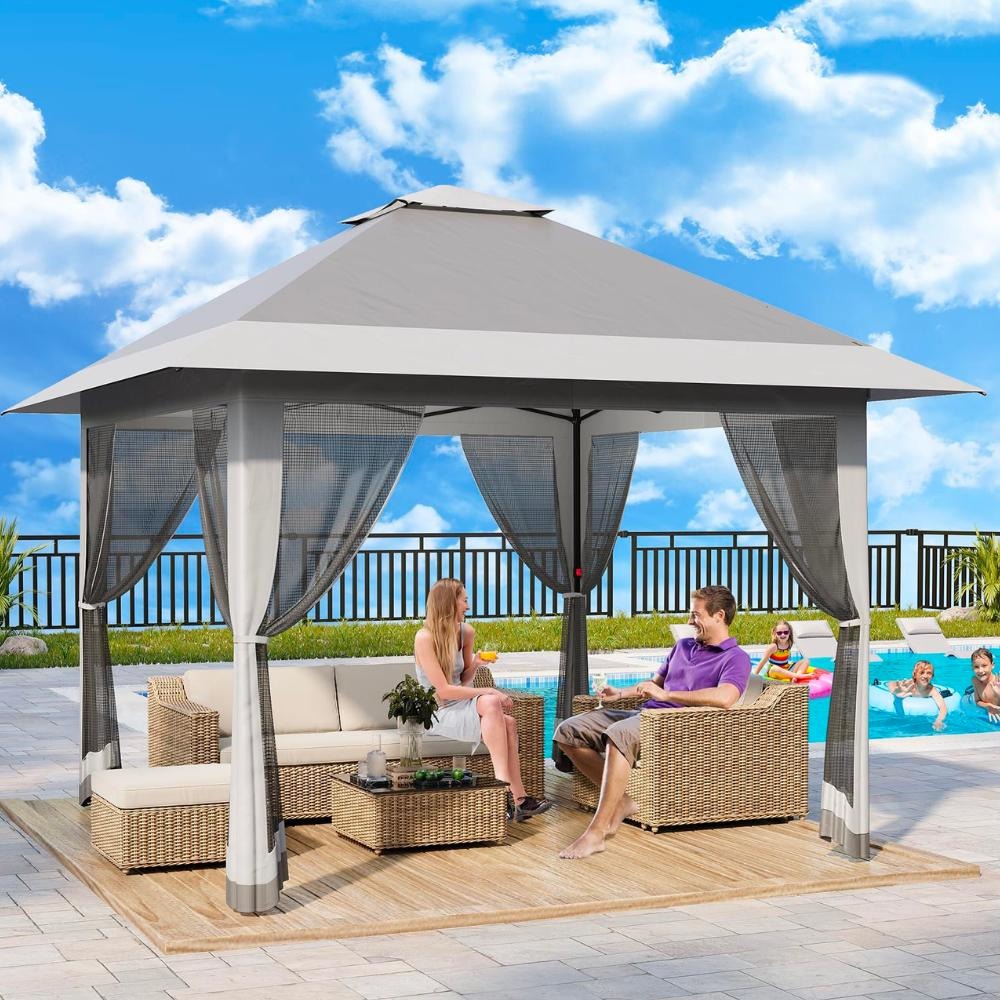 Upgraded waterproof Oxford fabric gazebo construction